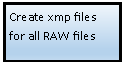 Flowchart: Process: Create xmp files for all RAW files